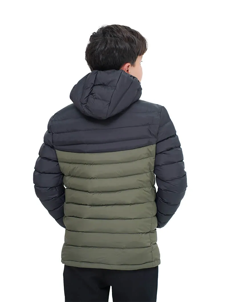 Doudoune à capuche bicolore